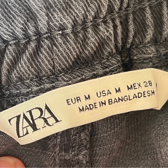 Zara Charcoal Tie Waist Pants, Size M, Cotton - Picture 4 of 5